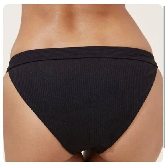 Andie Swim The Banded Cheeky Rib Bikini Bottom Stretch Black Medium NWTS 1D - Picture 3 of 6